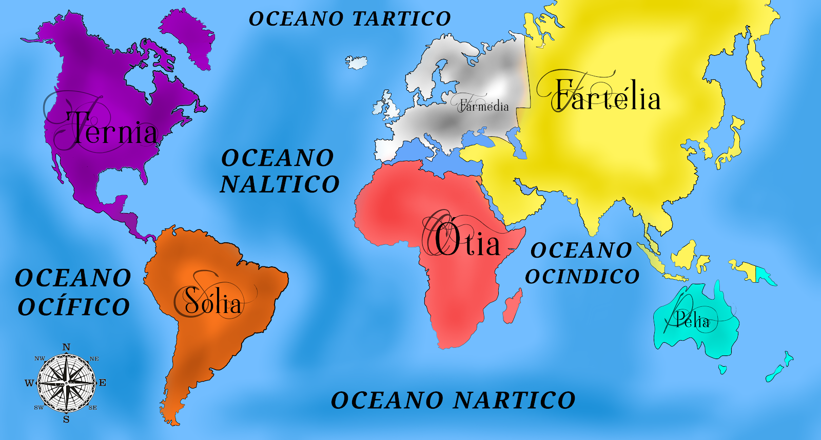 Mapa colorido do Lado Fantástico